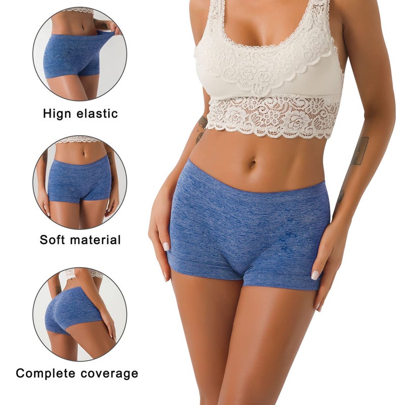 DEEP TOUCH Womenâ€™s Boyshort Underwear Seamless Panties Stretch Boxer Panty Breathable No Show Boxer Briefs 5 Pack - Image 3
